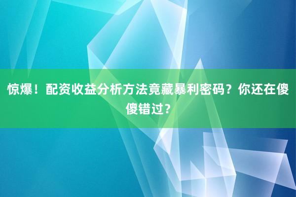 惊爆！配资收益分析方法竟藏暴利密码？你还在傻傻错过？