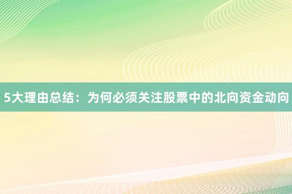 5大理由总结：为何必须关注股票中的北向资金动向