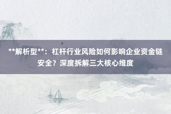 **解析型**：杠杆行业风险如何影响企业资金链安全？深度拆解三大核心维度