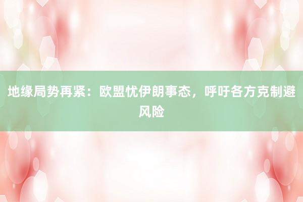 地缘局势再紧：欧盟忧伊朗事态，呼吁各方克制避风险