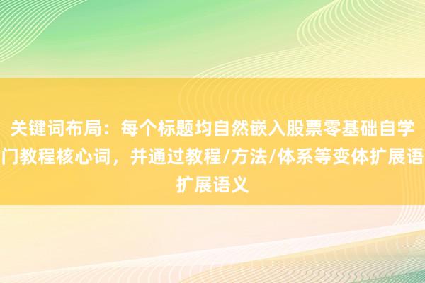 关键词布局：每个标题均自然嵌入股票零基础自学入门教程核心词，并通过教程/方法/体系等变体扩展语义