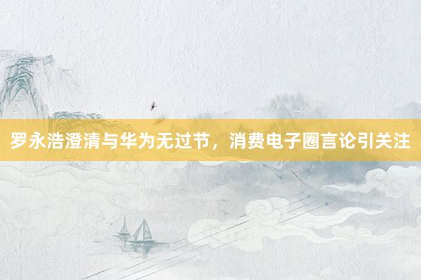 罗永浩澄清与华为无过节，消费电子圈言论引关注