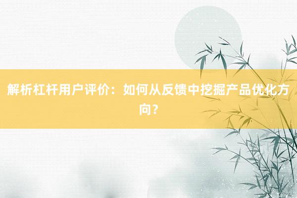 解析杠杆用户评价：如何从反馈中挖掘产品优化方向？