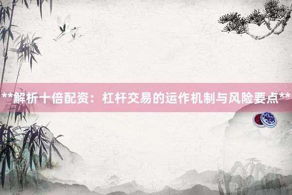 **解析十倍配资：杠杆交易的运作机制与风险要点**