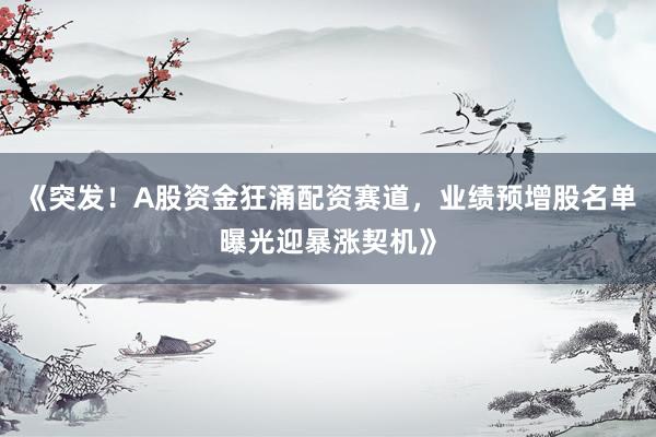 《突发！A股资金狂涌配资赛道，业绩预增股名单曝光迎暴涨契机》