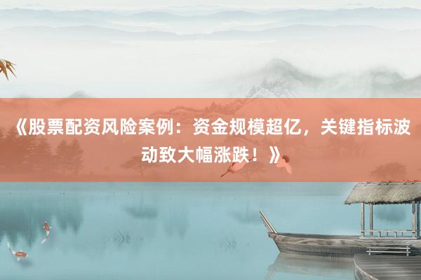 《股票配资风险案例：资金规模超亿，关键指标波动致大幅涨跌！》